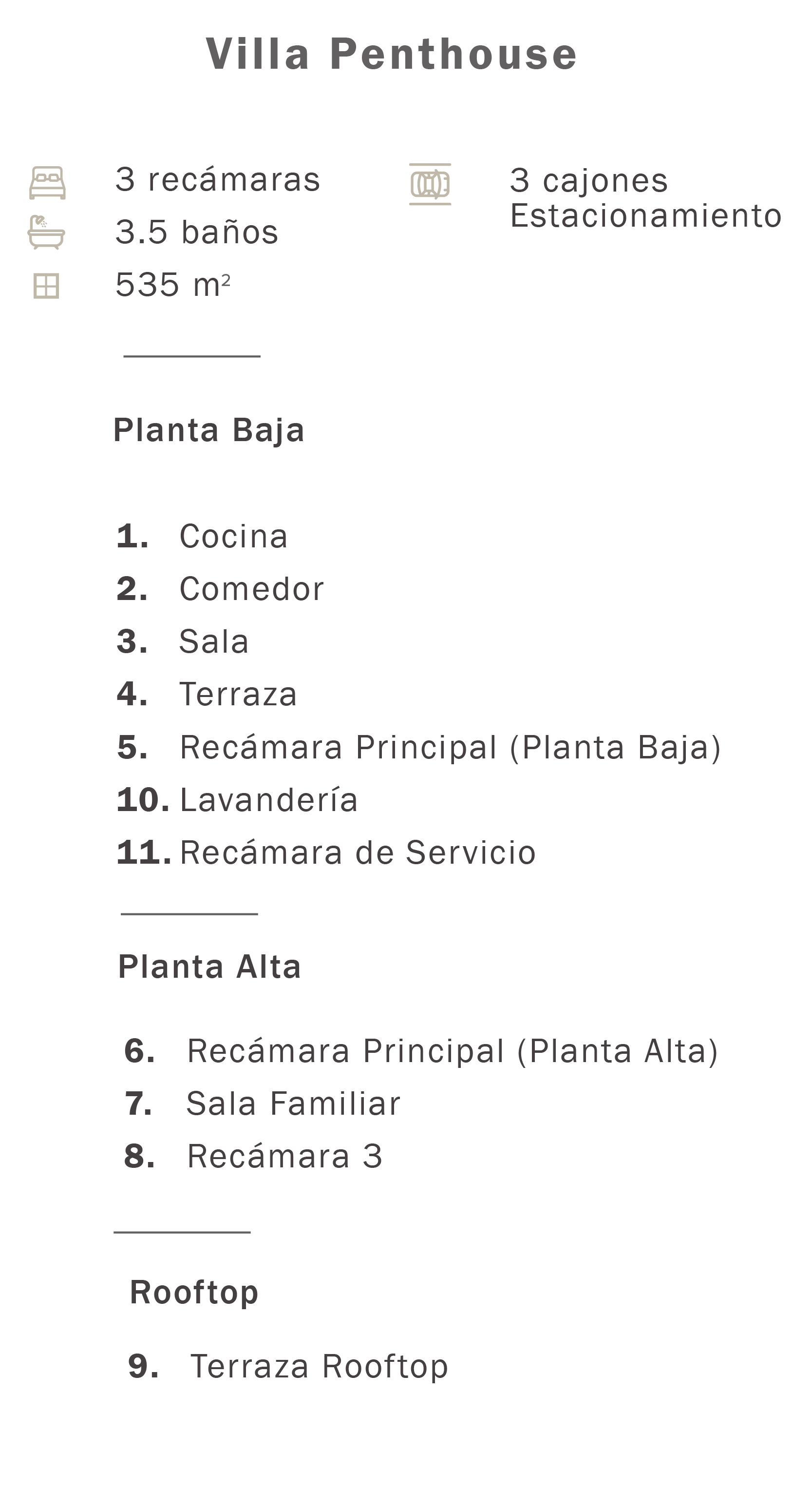 características villa penthouse